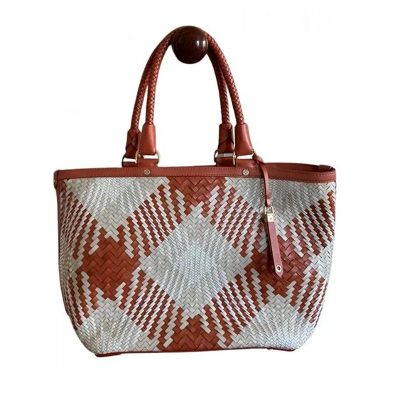 Cole Haan Genevieve Oversized Large L two tone woven leather bag - New - Picture 1 of 7
